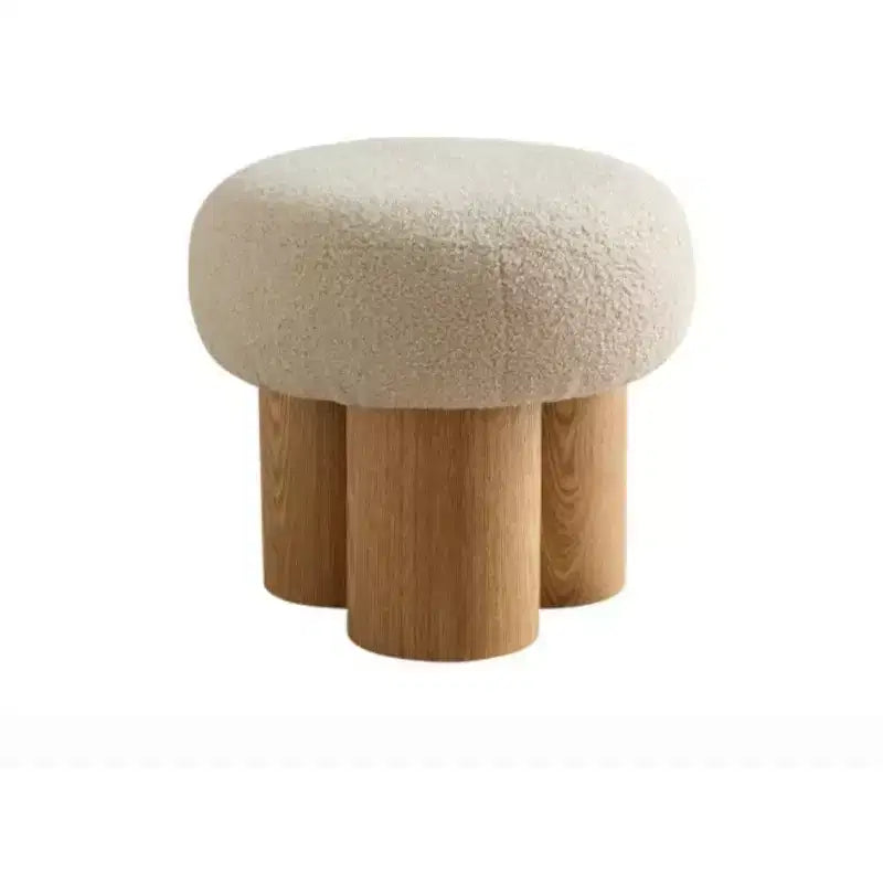 TUYOHW Tabouret champignon, pouf en peluche avec pieds aspect bois, tabouret d'appoint en forme de tonneau de 43 cm pour salon ou entrée.