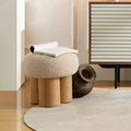 Tabouret Champignon, Pouf en Peluche avec Pieds Imitation Bois, Tabouret d'Appoint en Forme de Baril de 43 cm pour Salon, Entrée