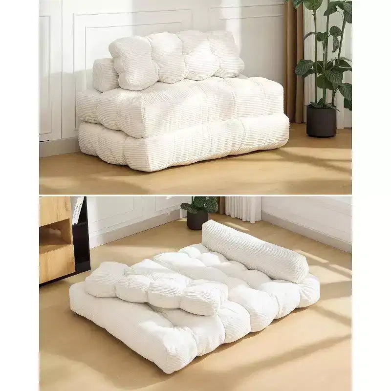 3 in 1 Folding Sofa Bed, Convertible Sleeper Chair with Pillow, Portable Fold Out Chair Bed, Comfy Floor Sofa with Back Support for Living Room,Beige
