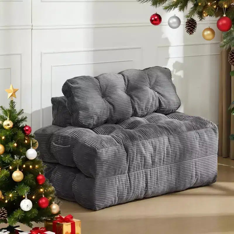 3 in 1 Folding Sofa Bed, Convertible Sleeper Chair with Pillow, Portable Fold Out Chair Bed, Comfy Floor Sofa with Back Support for Living Room,Beige