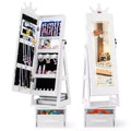 Costway Swivel Kids Jewelry Cabinet w/ Lights Full-Length Mirror & Built-in Mirror