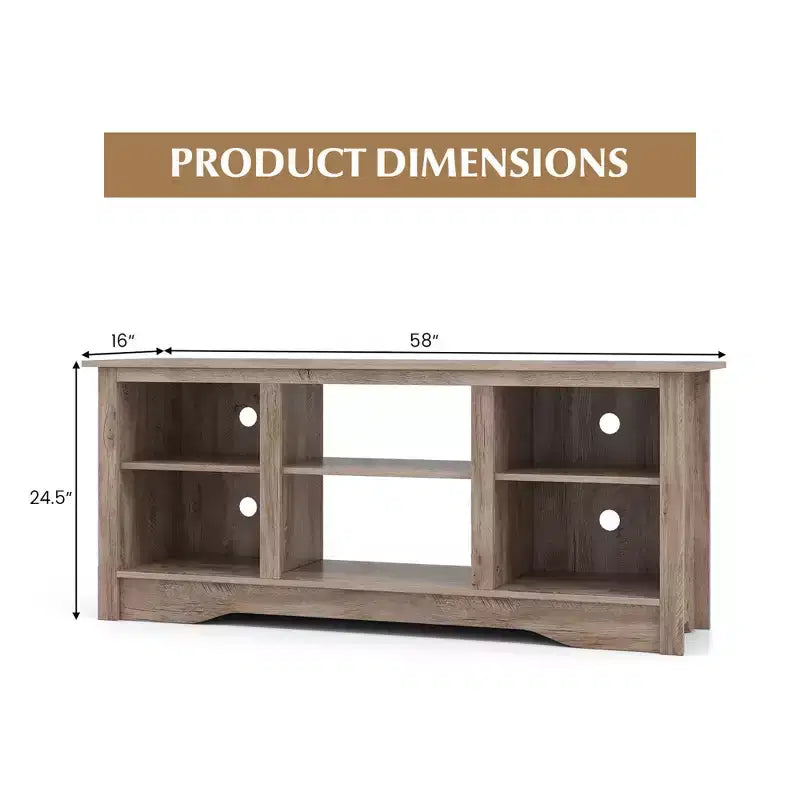 Meuble TV/multimédia de 58 po avec 3 tablettes réglables pour téléviseur 65 po, gris