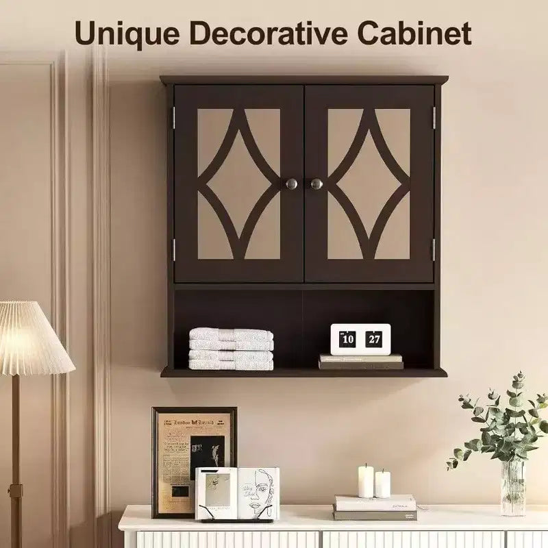 Meuble de salle de bain mural au-dessus des toilettes avec porte-serviettes et étagère réglable Grand meuble de rangement marron 22x25 pouces