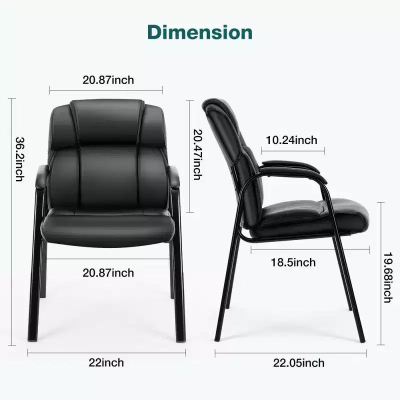 Chaise de réception TUYOHW sans roulettes, chaise d'invité classique en cuir PU avec pieds en métal, chaise de bureau robuste capacité 113 kg