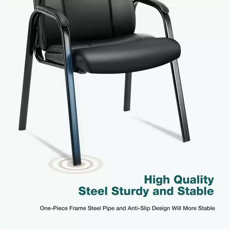 Chaise de réception TUYOHW sans roulettes, chaise d'invité classique en cuir PU avec pieds en métal, chaise de bureau robuste capacité 113 kg