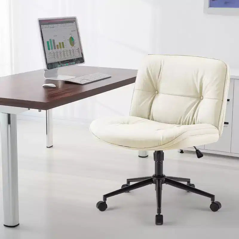 Chaise de bureau pivotante en cuir à roulettes, avec hauteur et support lombaire réglables, sans accoudoirs, pour le gaming ou le bureau