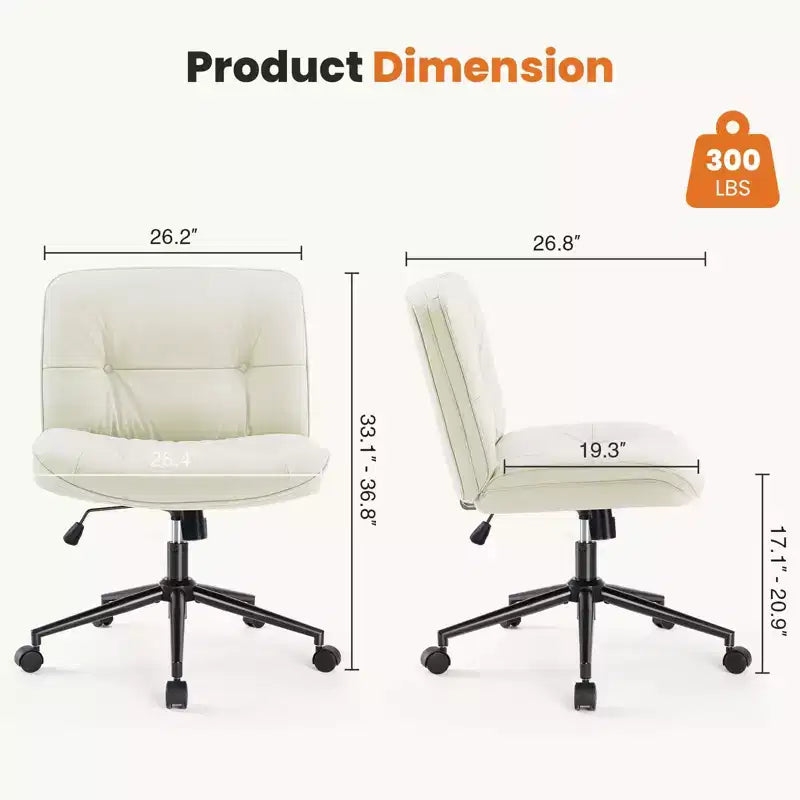 Chaise de bureau pivotante en cuir à roulettes, avec hauteur et support lombaire réglables, sans accoudoirs, pour le gaming ou le bureau