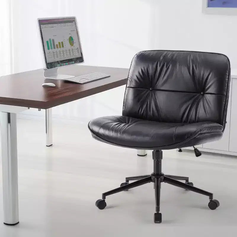 Chaise de bureau pivotante en similicuir TUYOHW avec roulettes, chaise de bureau avec hauteur réglable et support lombaire, chaise de jeu sans accoudoirs pour le bureau