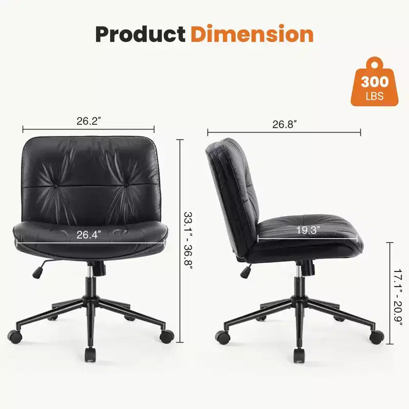 Chaise de bureau pivotante en similicuir TUYOHW avec roulettes, chaise de bureau avec hauteur réglable et support lombaire, chaise de jeu sans accoudoirs pour le bureau