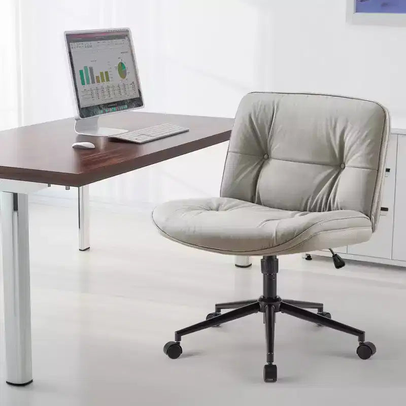 Chaise de bureau pivotante en cuir à roulettes, avec hauteur et support lombaire réglables, sans accoudoirs, pour le gaming ou le bureau