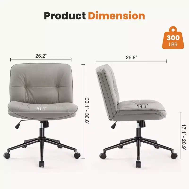 Chaise de bureau pivotante en cuir à roulettes, avec hauteur et support lombaire réglables, sans accoudoirs, pour le gaming ou le bureau