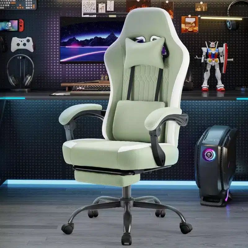 Chaise de bureau ergonomique avec siège à ressorts ensachés, chaise de jeu de 136 kg avec coussin lombaire réglable et repose-pieds pour adulte, étudiant