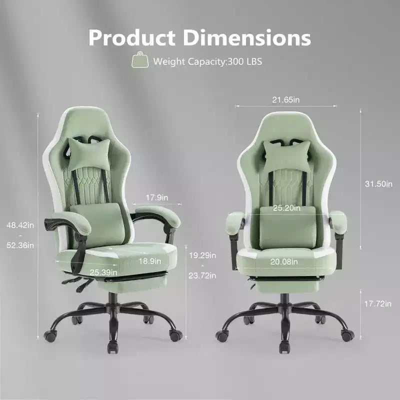 Chaise de bureau ergonomique avec siège à ressorts ensachés, chaise de jeu de 136 kg avec coussin lombaire réglable et repose-pieds pour adulte, étudiant