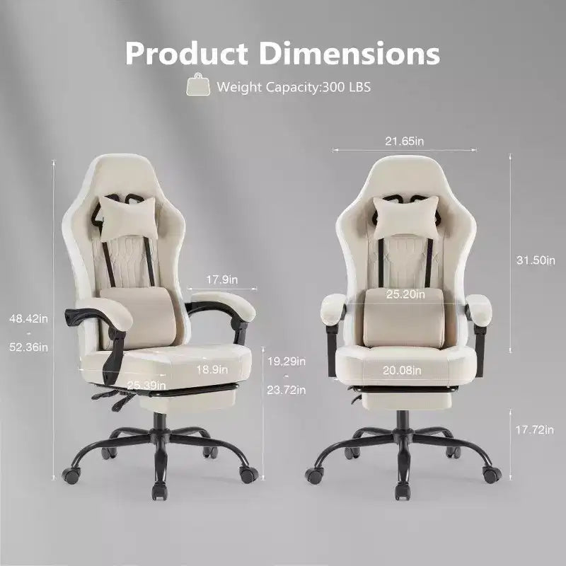 Chaise de bureau ergonomique avec siège à ressorts ensachés, chaise de jeu de 136 kg avec coussin lombaire réglable et repose-pieds pour adulte, étudiant