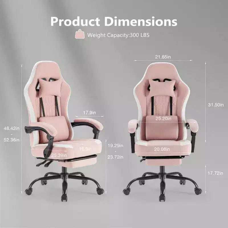 Chaise de bureau ergonomique avec siège à ressorts ensachés, chaise de jeu de 136 kg avec coussin lombaire réglable et repose-pieds pour adulte, étudiant