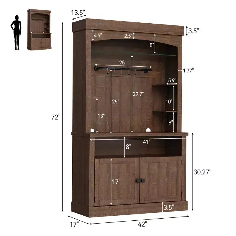 Meuble bar à café avec LED L 72 po Grand buffet de rangement