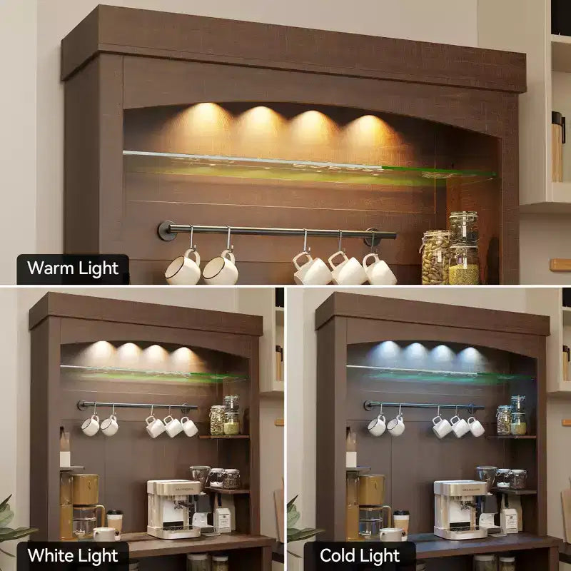 Meuble bar à café avec LED L 72 po Grand buffet de rangement
