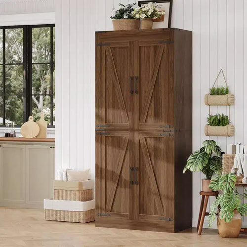 Meuble de rangement de cuisine de 180 cm de haut, placard autonome avec étagères réglables, meuble de bar à café en bois pour salon et cuisine