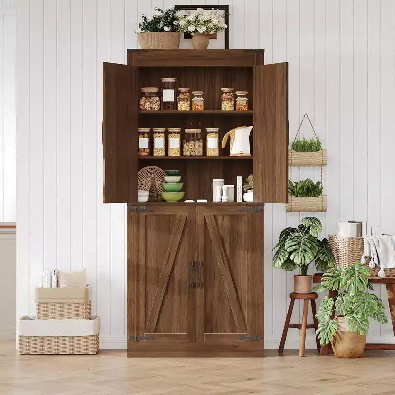 Meuble de rangement de cuisine de 180 cm de haut, placard autonome avec étagères réglables, meuble de bar à café en bois pour salon et cuisine