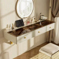 Coiffeuse murale multifonctionnelle avec tiroir, coiffeuse à plateau en verre, coiffeuse compacte pour chambre à coucher, coiffeuse pour coiffeurs