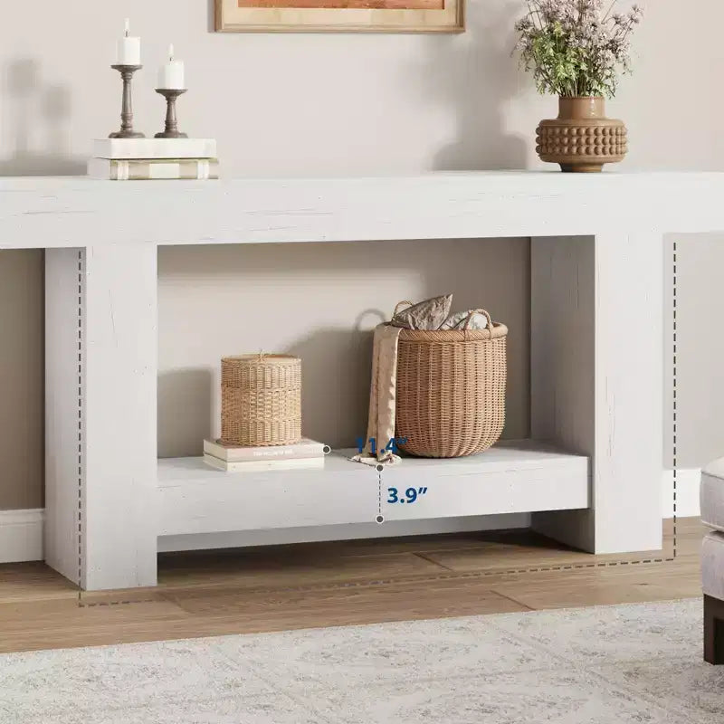 Table console longue à 2 niveaux, table d'appoint de style ferme derrière le canapé pour l'entrée, le couloir, le salon