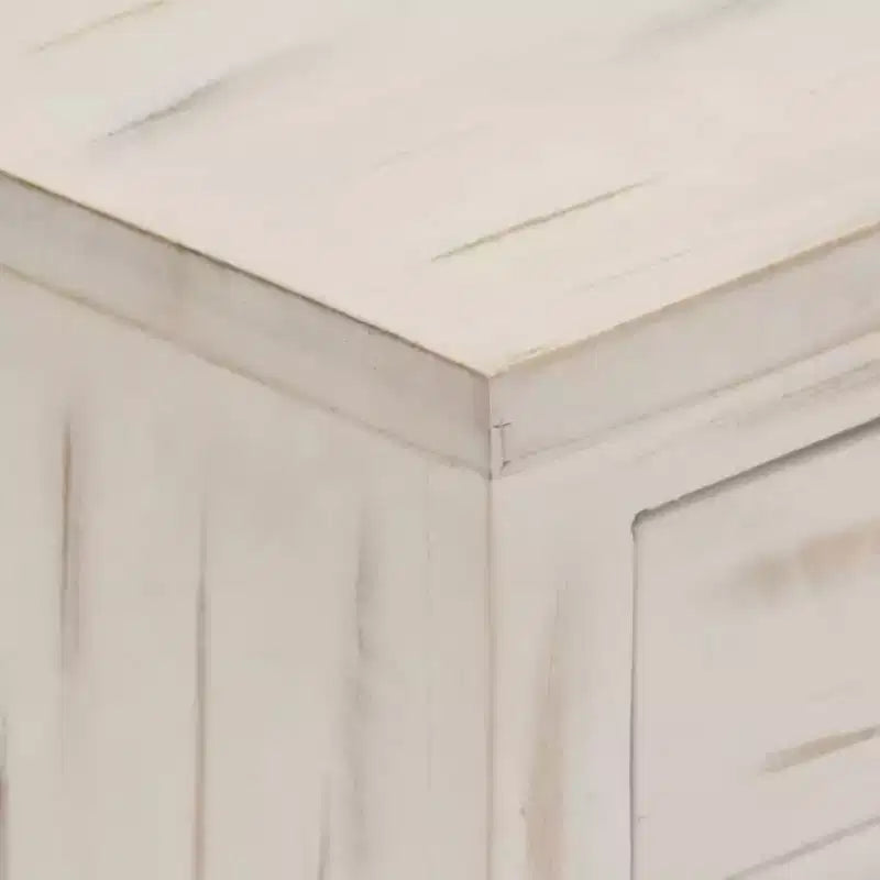 Table de chevet blanche 40x30x50 cm en bois de manguier massif