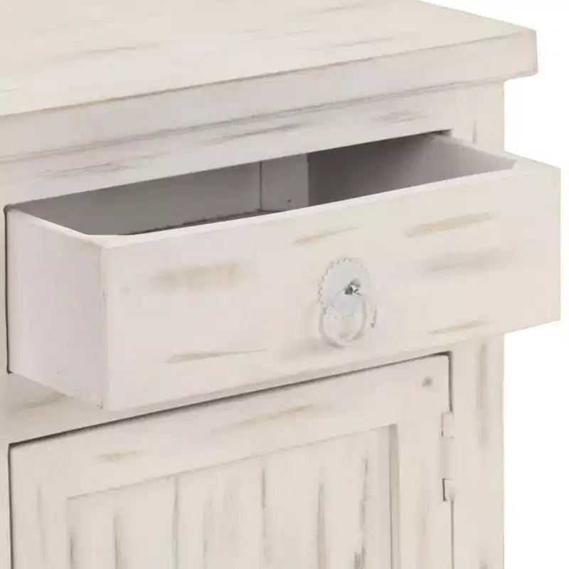 Table de chevet blanche 40x30x50 cm en bois de manguier massif