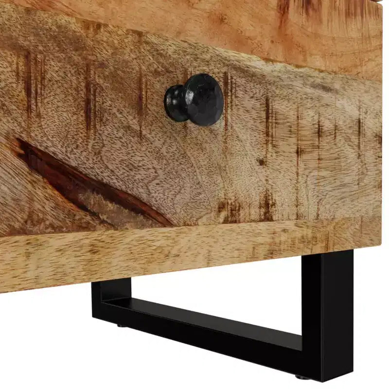 Table de chevet Bois de manguier massif noir Table de chevet moyenne