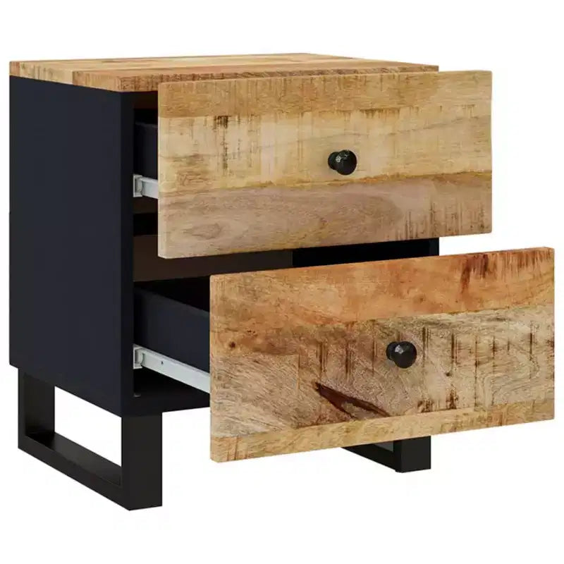 Table de chevet Bois de manguier massif noir Table de chevet moyenne