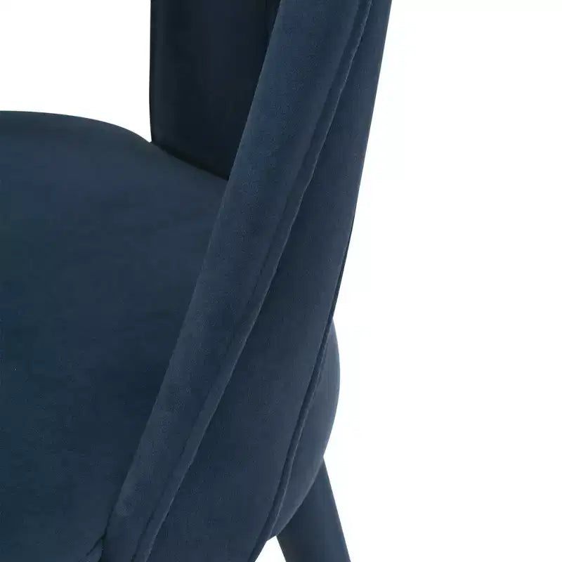 Modern Velvet Upholstered Dining Chair Midnight Blue – Elm Wood, Gold Tips, No Assembly