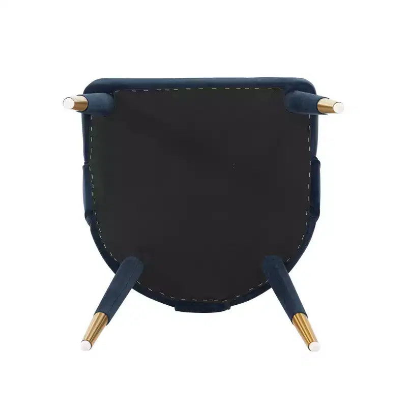 Modern Velvet Upholstered Dining Chair Midnight Blue – Elm Wood, Gold Tips, No Assembly