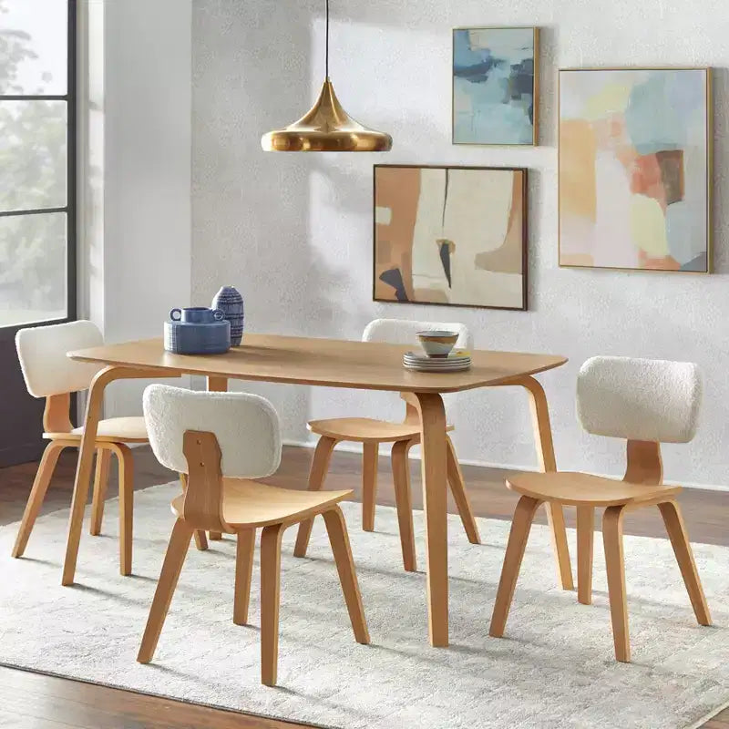 Rectangular Dining Table Natural Light Oak Mid-Century Modern