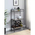 26" Floor Wine Bottle & Glass Rack Antique Oak and Sandy Gray