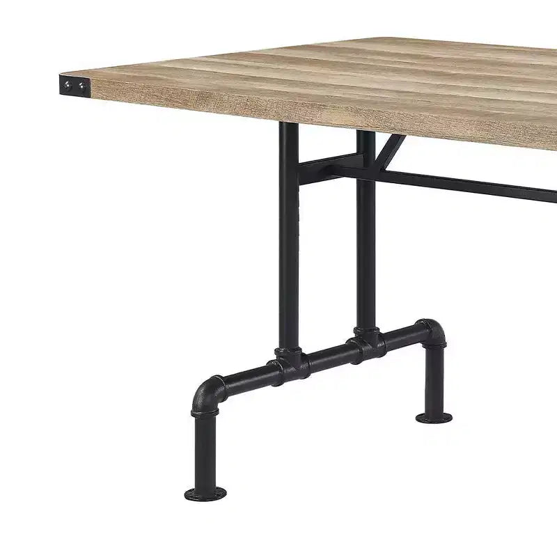 64" Dining Table Oak and Sandy Black