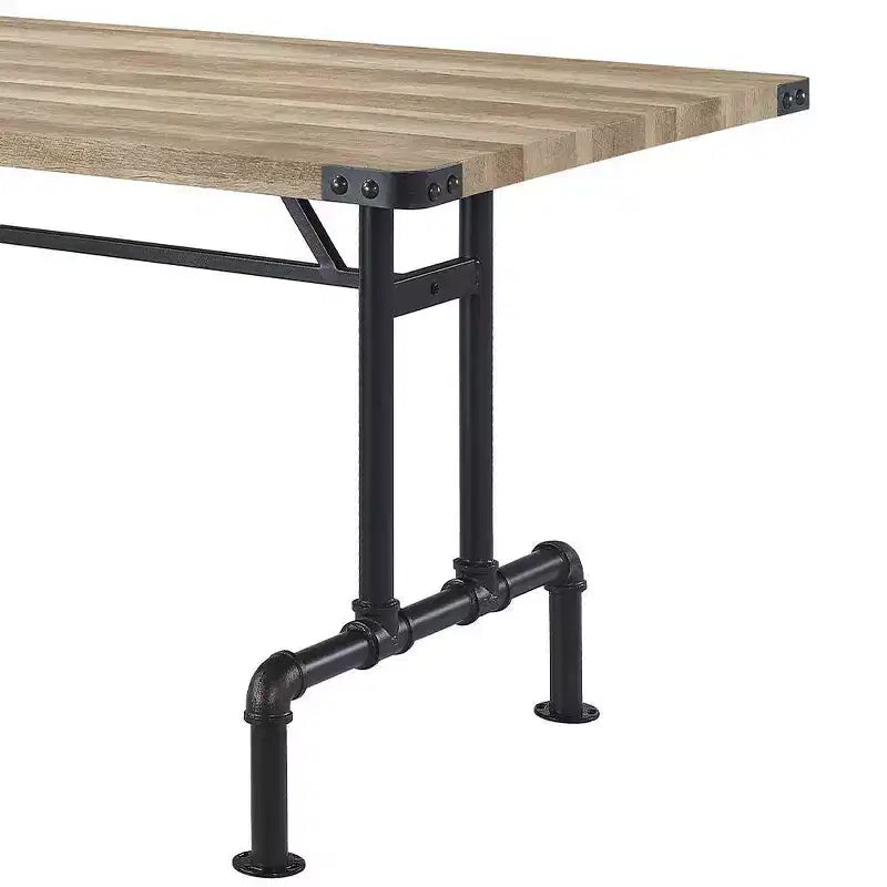 64" Dining Table Oak and Sandy Black