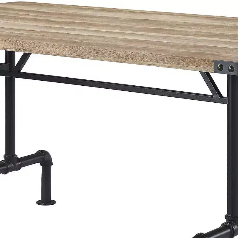 64" Dining Table Oak and Sandy Black