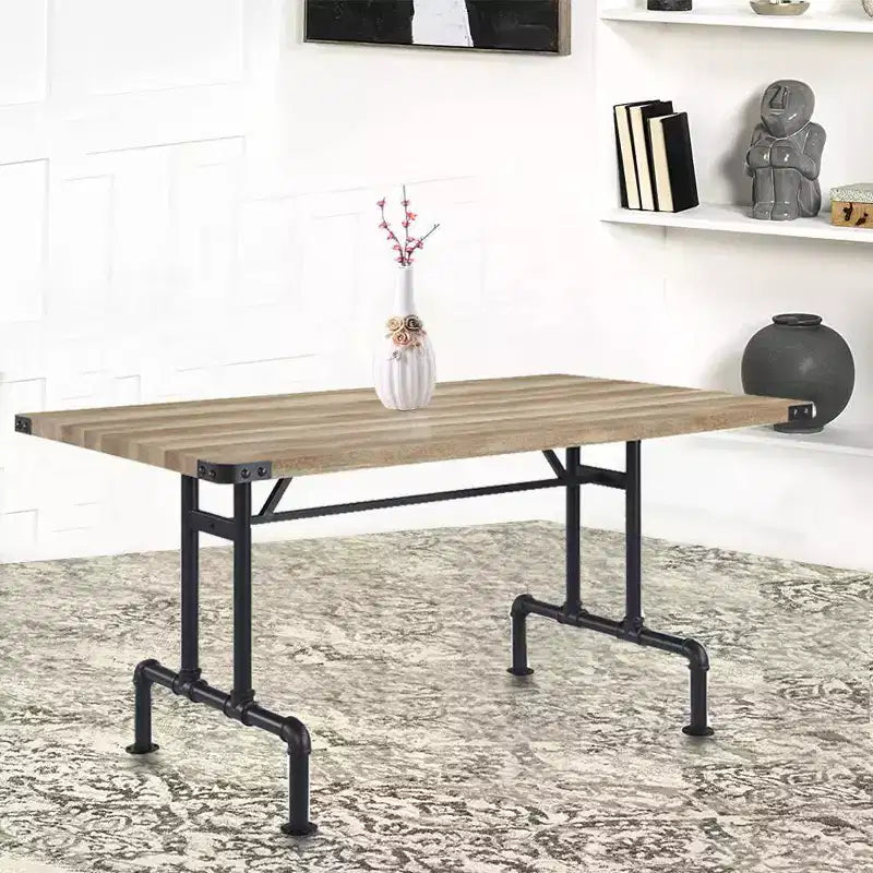 64" Dining Table Oak and Sandy Black