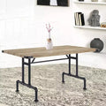64" Dining Table Oak and Sandy Black