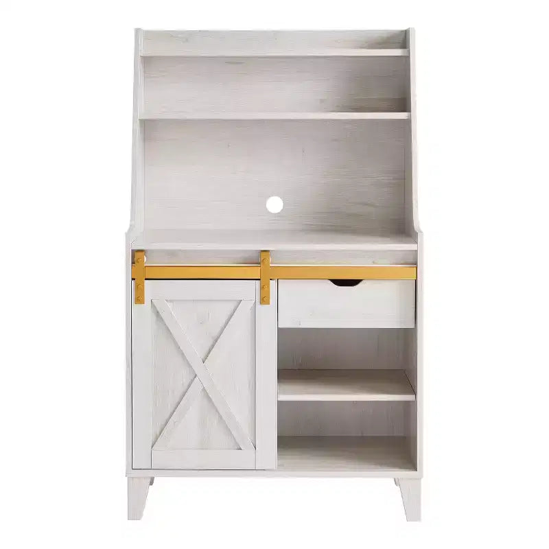 Farmhouse Baker's Rack with Drawer and 4 Shelves White Oak