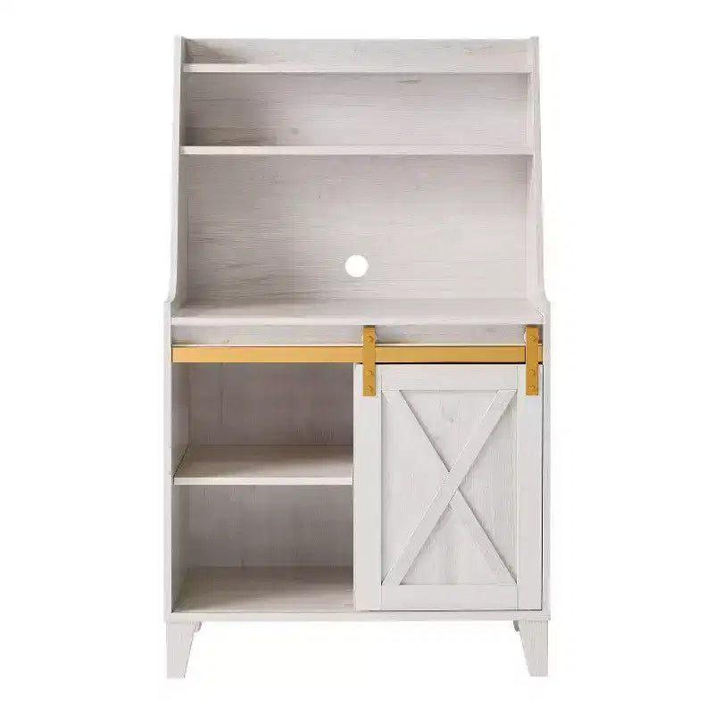 Farmhouse Baker's Rack with Drawer and 4 Shelves White Oak