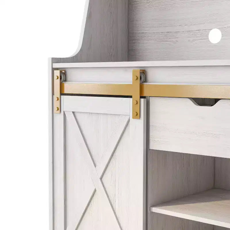Farmhouse Baker's Rack with Drawer and 4 Shelves White Oak