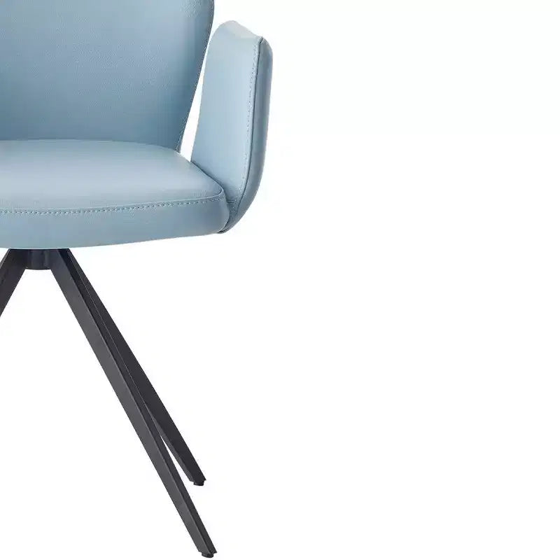24" Accent Chair Light Blue Leather/Black Finish
