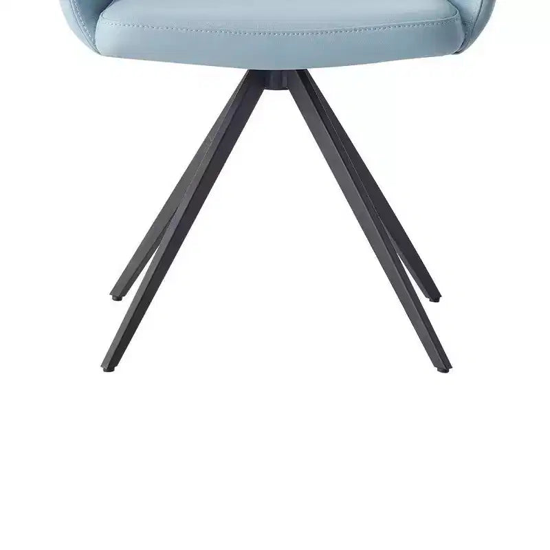 24" Accent Chair Light Blue Leather/Black Finish