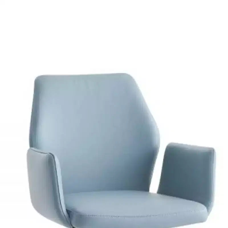 24" Accent Chair Light Blue Leather/Black Finish