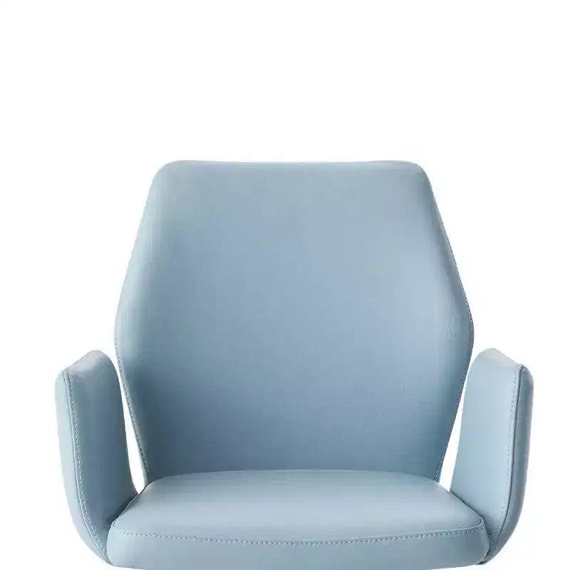 24" Accent Chair Light Blue Leather/Black Finish