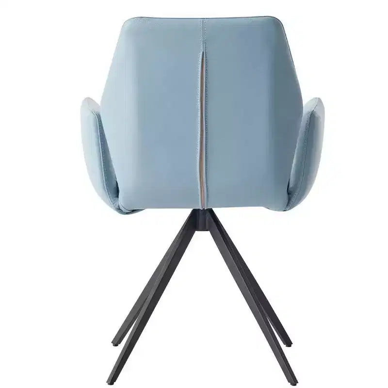 24" Accent Chair Light Blue Leather/Black Finish