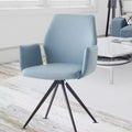24" Accent Chair Light Blue Leather/Black Finish