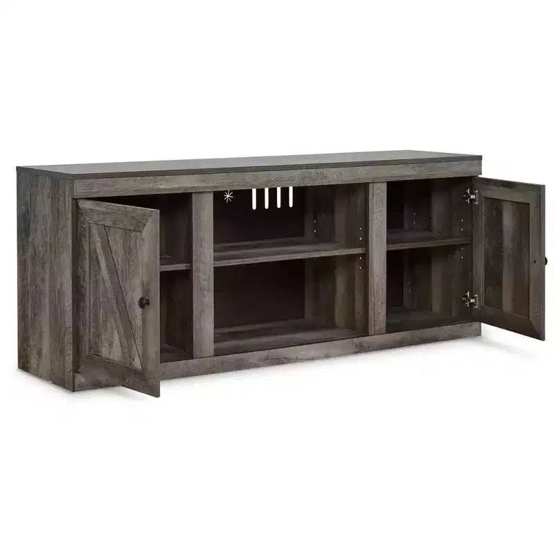 60" Rustic TV Stand for TVs up to 65" Brown/Beige with Cable Management