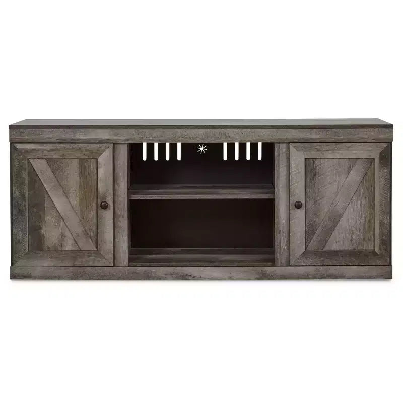 60" Rustic TV Stand for TVs up to 65" Brown/Beige with Cable Management