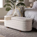Lift-Top Storage Bench Boucle Cream/Walnut Brown